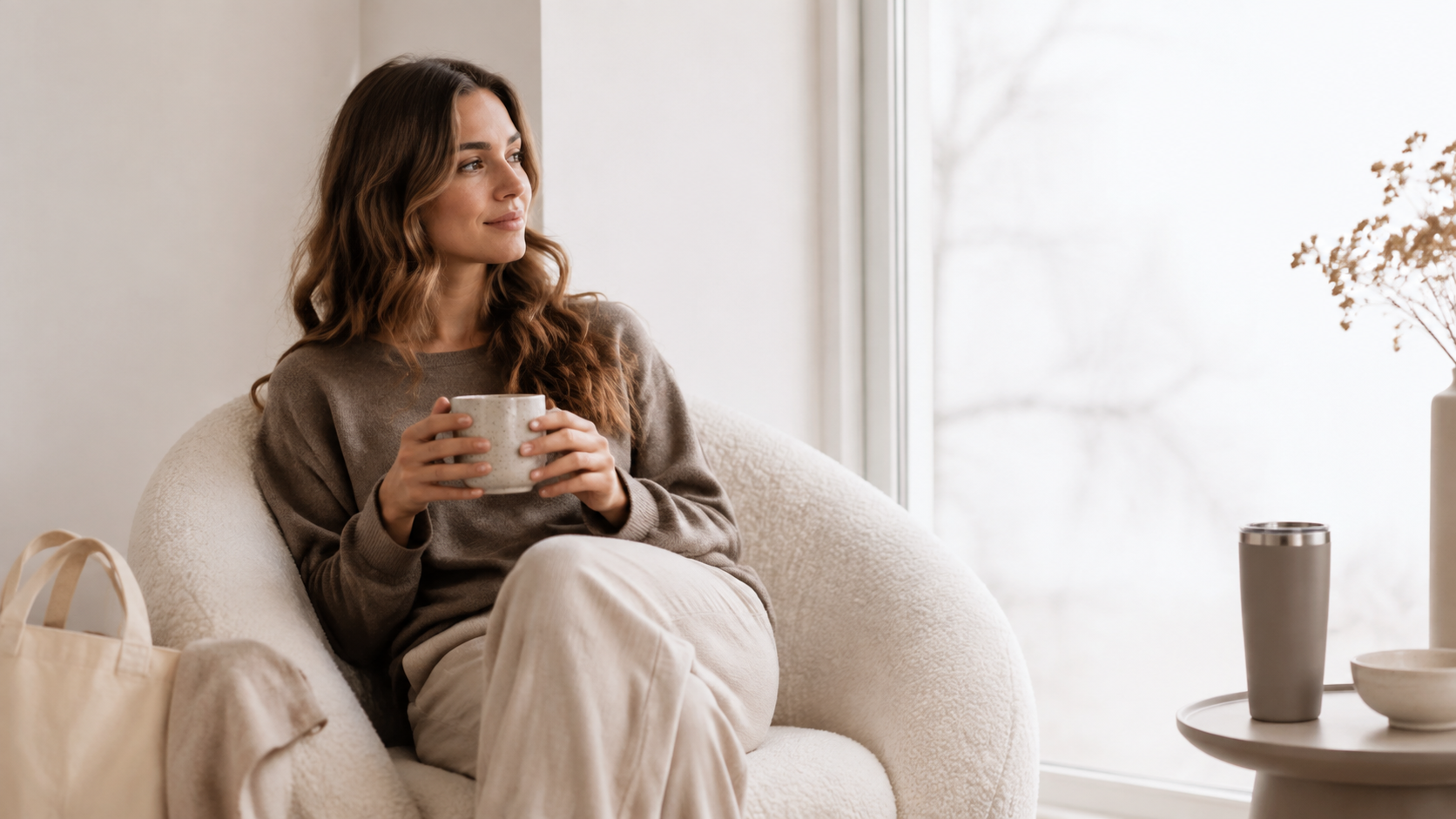 Woman enjoying a quiet morning